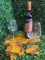 Golden Mocha Resin Tray & Coaster Set – 7 Pieces - Image 2