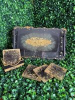 Elegant Black & Gold Resin Tray and Coaster Set