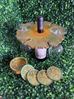 Emerald Gold Wine Caddy & Coaster Set