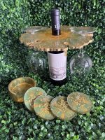 Emerald Gold Wine Caddy & Coaster Set - Image 4