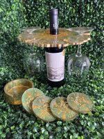 Emerald Gold Wine Caddy & Coaster Set - Image 3