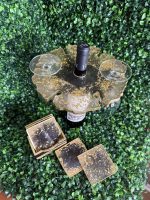 Elegant Black & Gold Resin Wine Holder + Coaster Set - Image 2